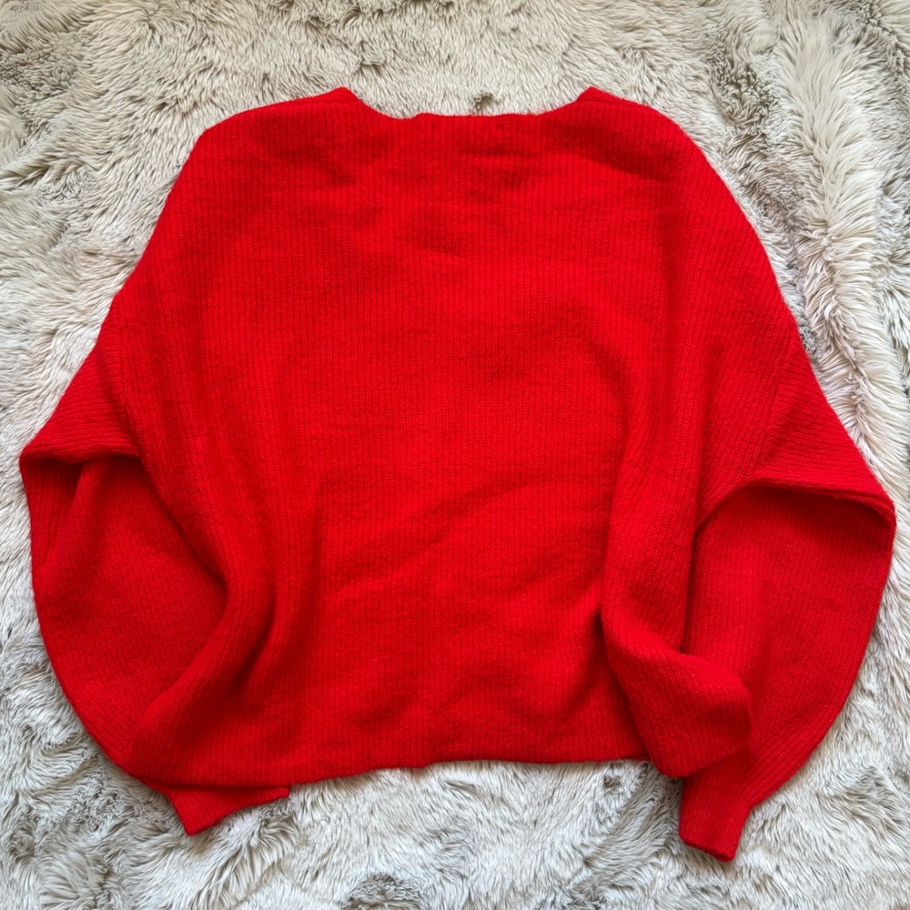 NWOT Threadbare Red V-Neck Sweater - Picture 4 of 5